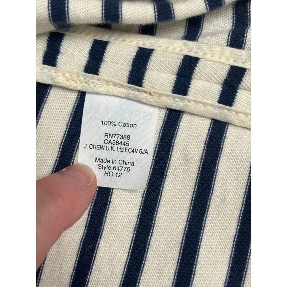 J. Crew Women’s L 100% Cotton Striped Navy & Off White Summer Blazer